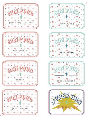 Bons comme cadeau &agrave; imprimer ou &agrave; r&eacute;&eacute;crire comme cadeau &agrave; mettre dans l'enveloppe coeur.