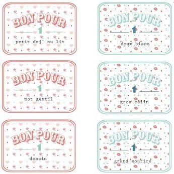 Bons comme cadeau &agrave; imprimer ou &agrave; r&eacute;&eacute;crire comme cadeau &agrave; mettre avec la carte